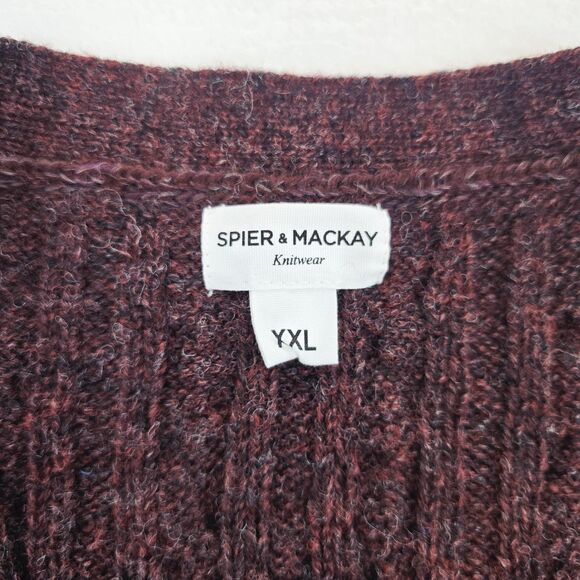 Spier & Mackay Sweater Vest Mens 2XL Burgundy Wool Cable V Neck Button Front - Picture 6 of 12